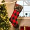 Glitzhome® 21" Fur Black & Red Buffalo Plaid Stocking